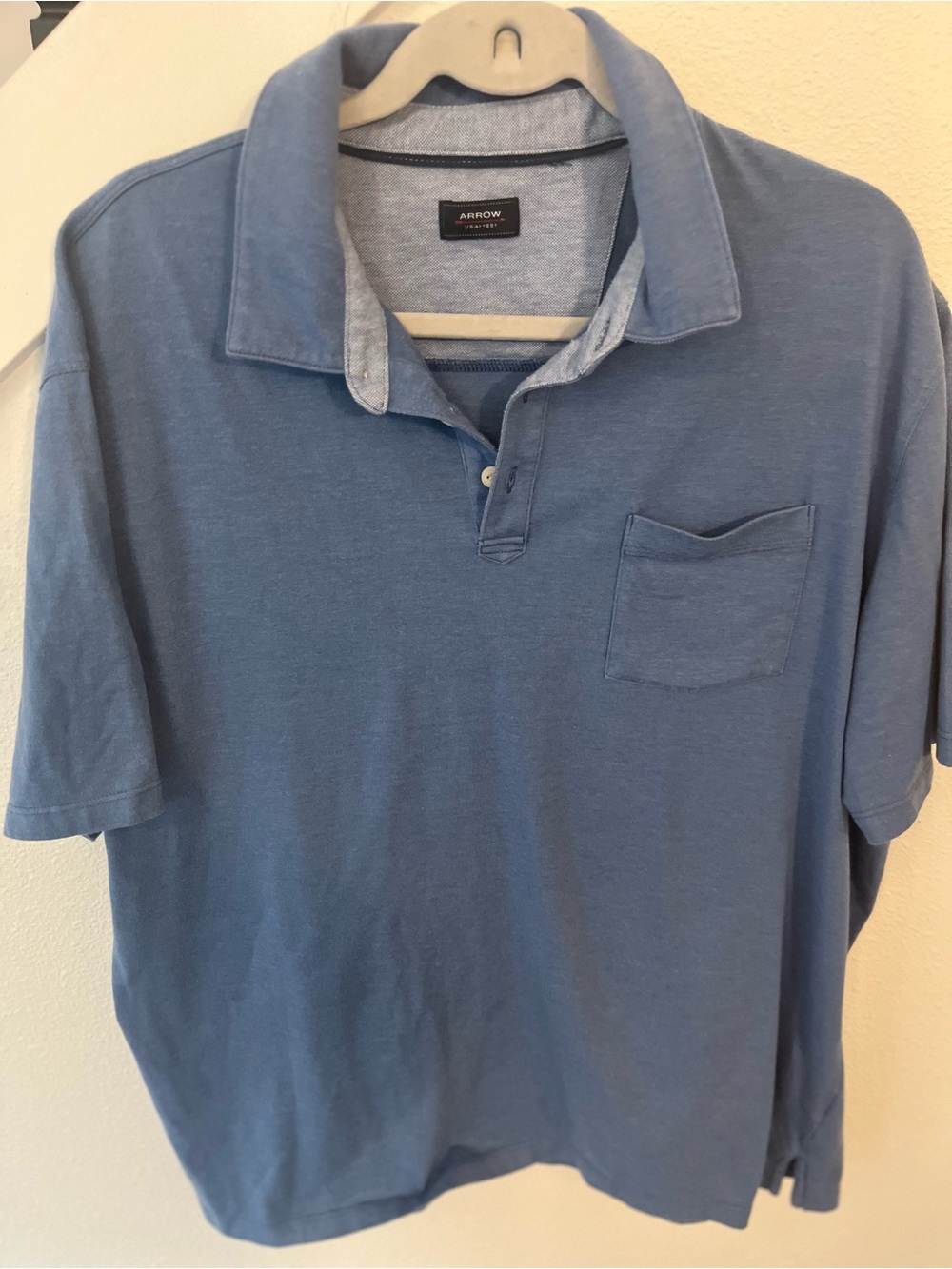 Arrow Men’s Slate Blue Short-Sleeve Polo with Chest Pocket